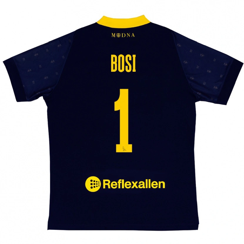 Danxen Barn Matteo Bosi #1 Marinblå Gul Bortatröja Matchtröjor 2025/26 Tröjor T-Tröja