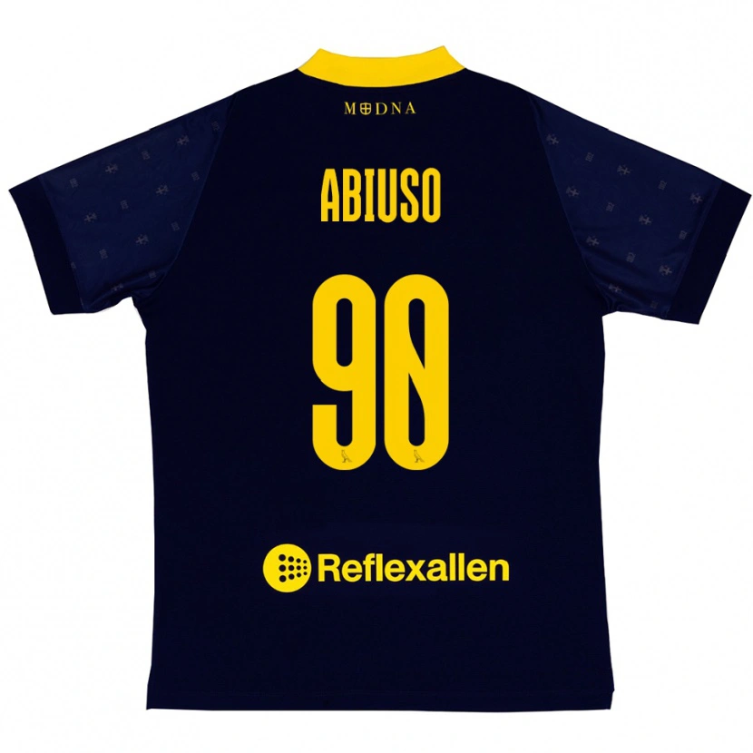 Danxen Barn Fabio Abiuso #90 Marinblå Gul Bortatröja Matchtröjor 2025/26 Tröjor T-Tröja