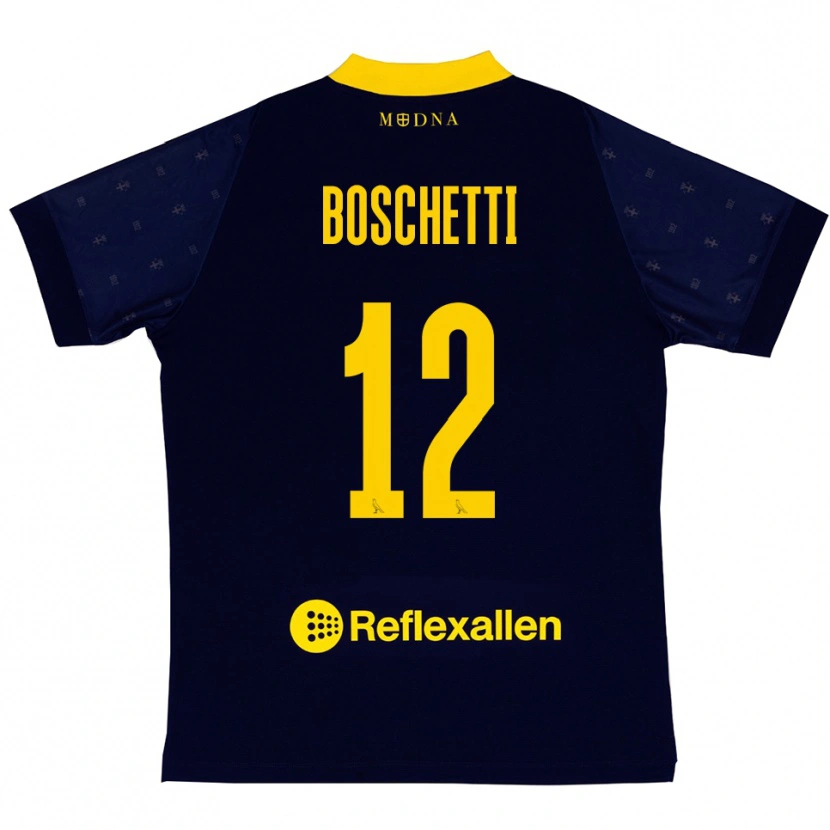 Danxen Barn Matteo Boschetti #12 Marinblå Gul Bortatröja Matchtröjor 2025/26 Tröjor T-Tröja
