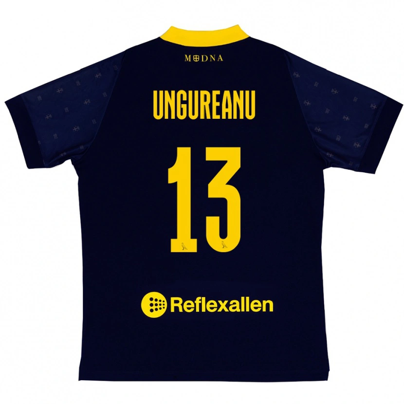 Danxen Barn Eduard Ungureanu #13 Marinblå Gul Bortatröja Matchtröjor 2025/26 Tröjor T-Tröja