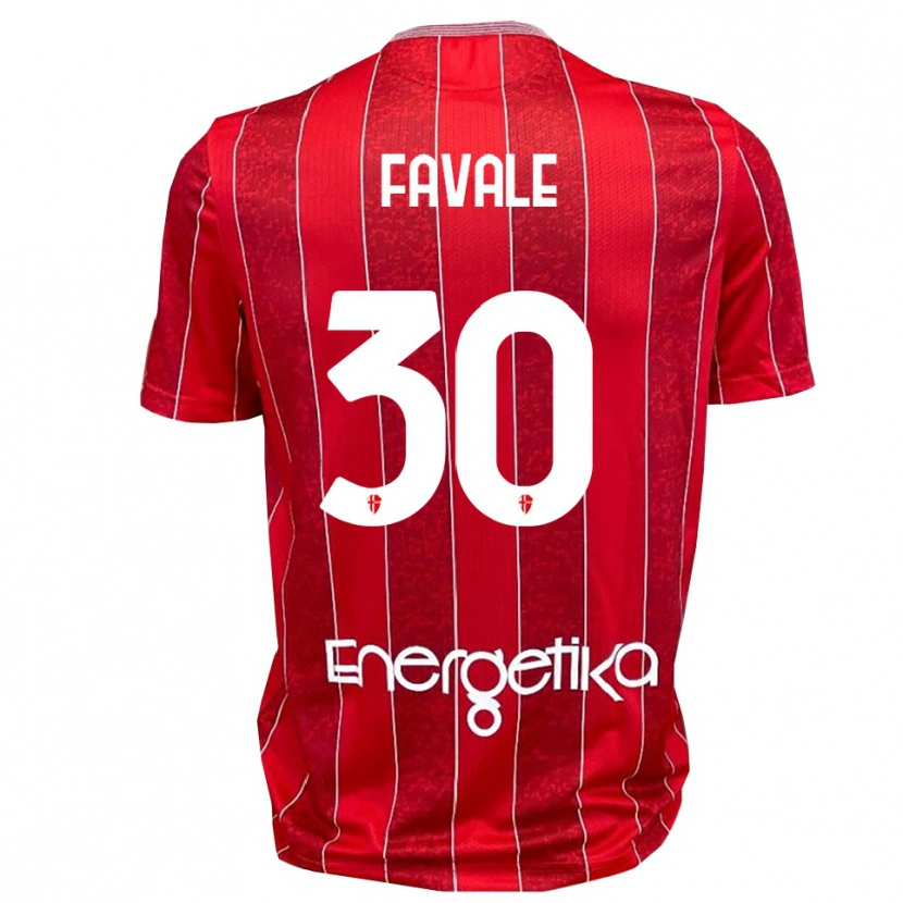 Danxen Barn Giulio Favale #30 Röd Vit Bortatröja Matchtröjor 2025/26 Tröjor T-Tröja