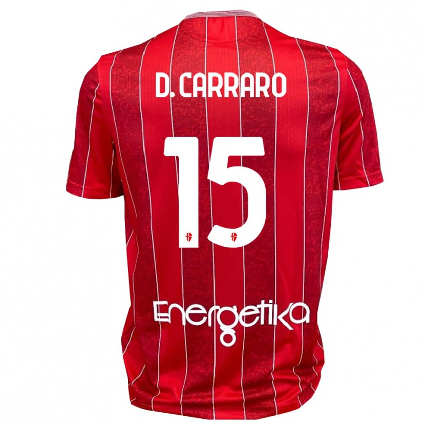 Danxen Barn Davide Carraro #15 Röd Vit Bortatröja Matchtröjor 2025/26 Tröjor T-Tröja