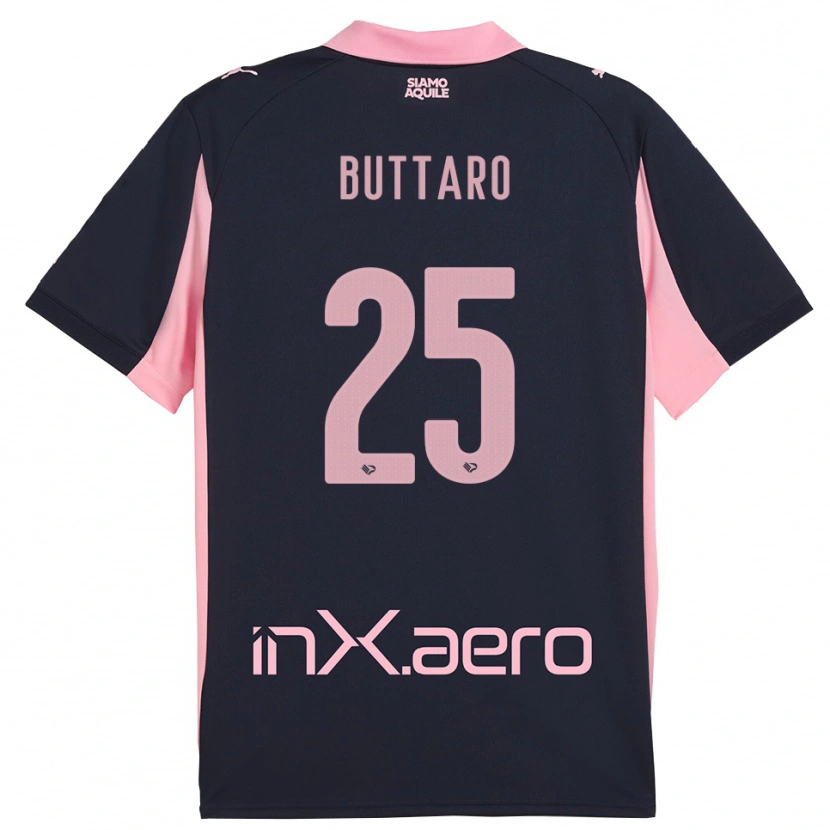 Danxen Barn Alessio Buttaro #25 Marinblå Rosa Bortatröja Matchtröjor 2025/26 Tröjor T-Tröja