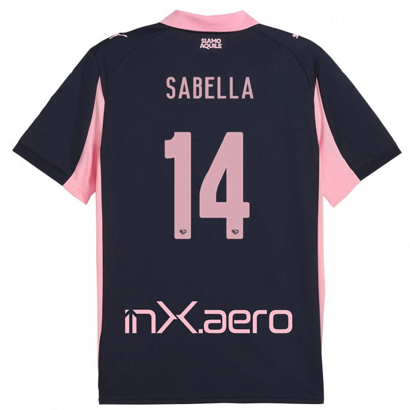 Danxen Barn Alberto Sabella #14 Marinblå Rosa Bortatröja Matchtröjor 2025/26 Tröjor T-Tröja