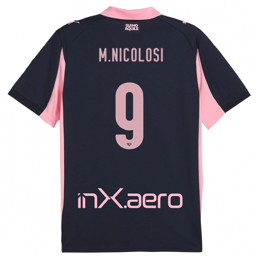 Danxen Barn Maurizio Nicolosi #9 Marinblå Rosa Bortatröja Matchtröjor 2025/26 Tröjor T-Tröja