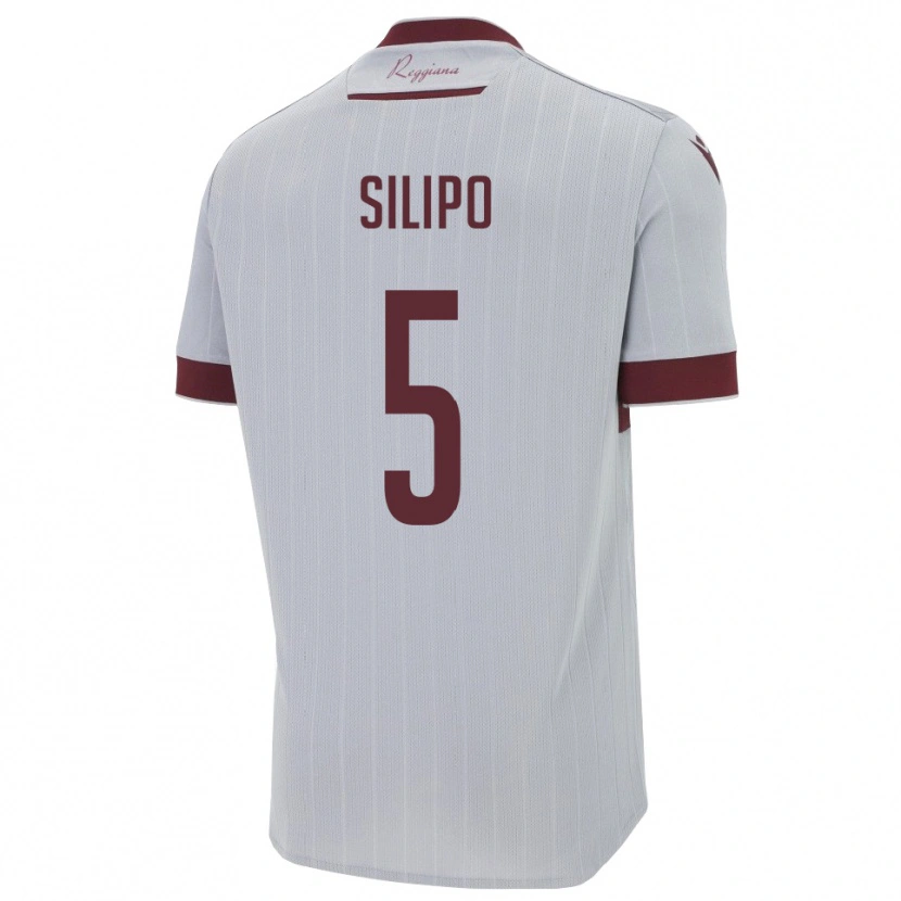 Danxen Barn Alessandro Silipo #5 Bourgogne Vitt Bortatröja Matchtröjor 2025/26 Tröjor T-Tröja