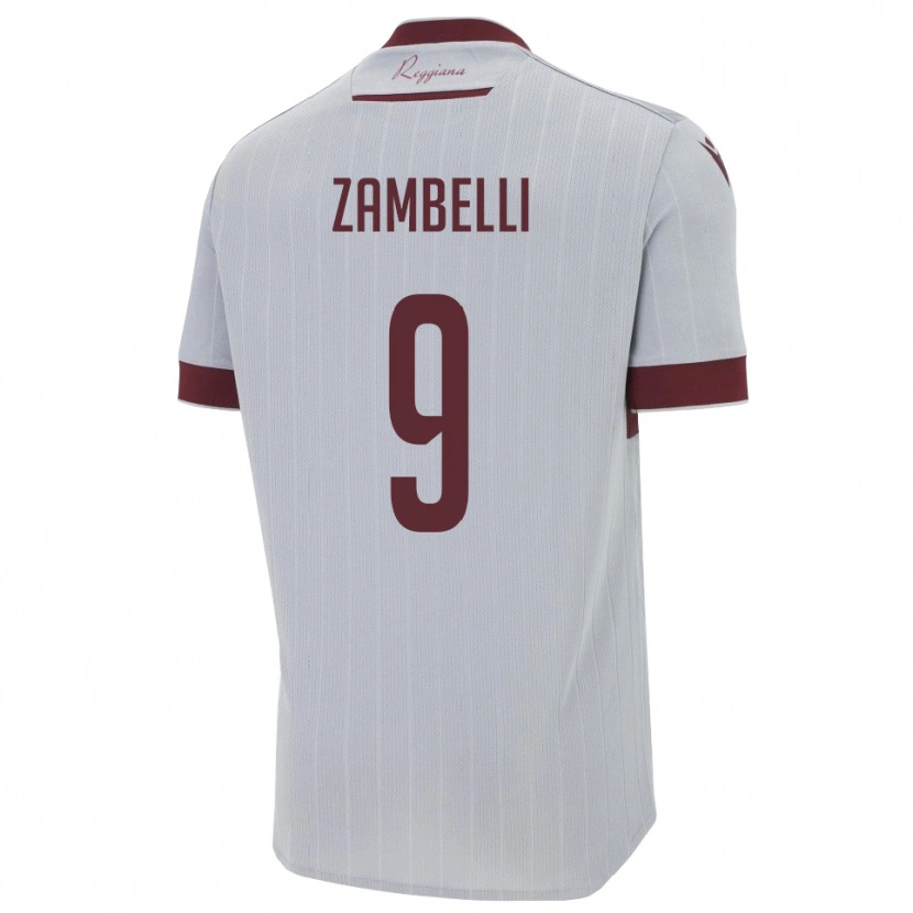 Danxen Barn Alessio Zambelli #9 Bourgogne Vitt Bortatröja Matchtröjor 2025/26 Tröjor T-Tröja