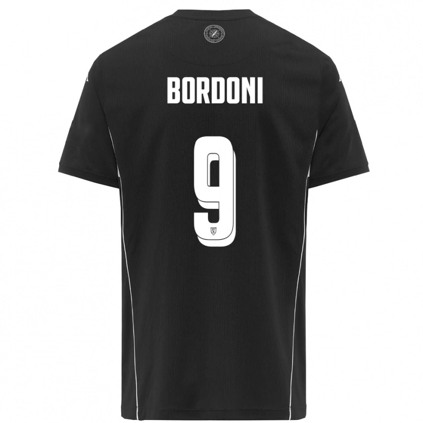 Danxen Barn Cristian Bordoni #9 Svart Vit Bortatröja Matchtröjor 2025/26 Tröjor T-Tröja