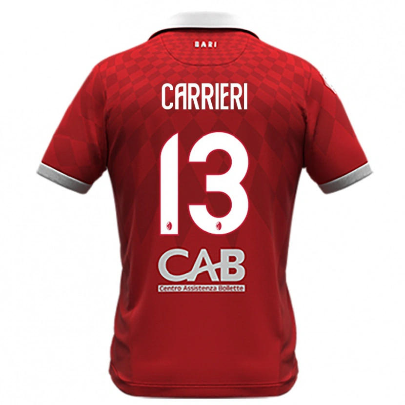Danxen Barn Vitantonio Carrieri #13 Röd Vit Bortatröja Matchtröjor 2025/26 Tröjor T-Tröja