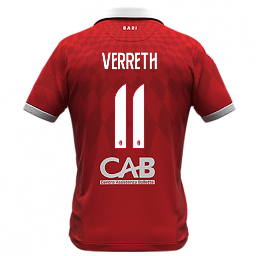 Danxen Barn Matthias Verreth #11 Röd Vit Bortatröja Matchtröjor 2025/26 Tröjor T-Tröja