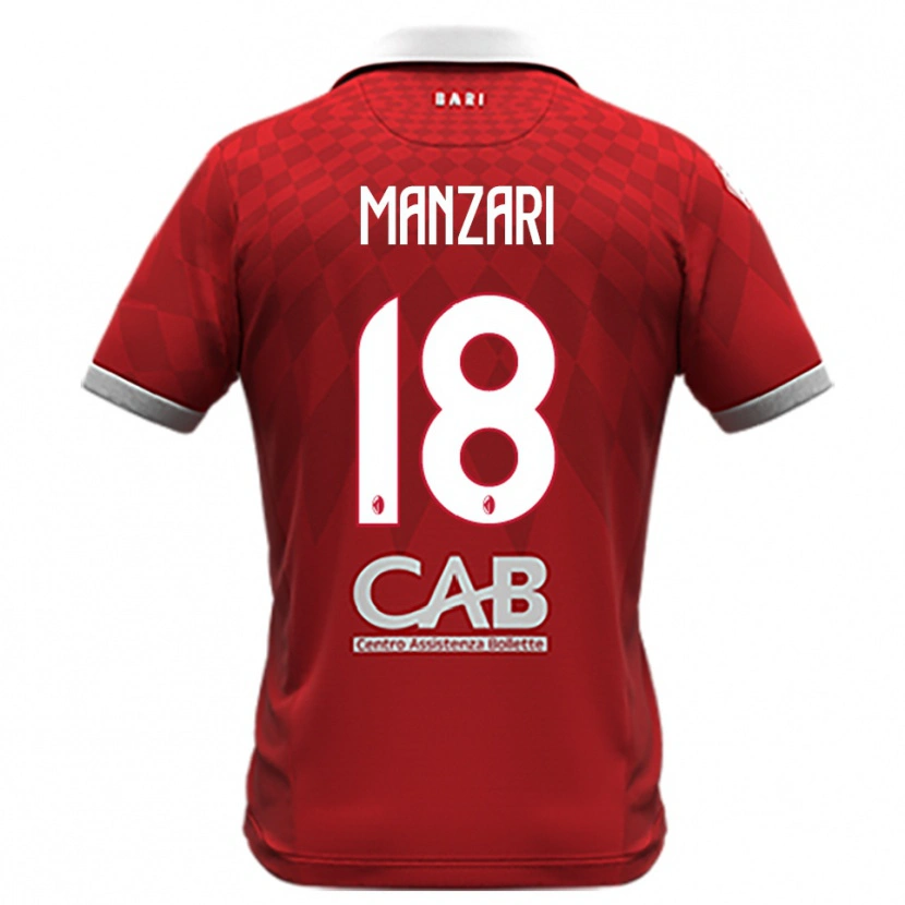 Danxen Barn Giacomo Manzari #18 Röd Vit Bortatröja Matchtröjor 2025/26 Tröjor T-Tröja