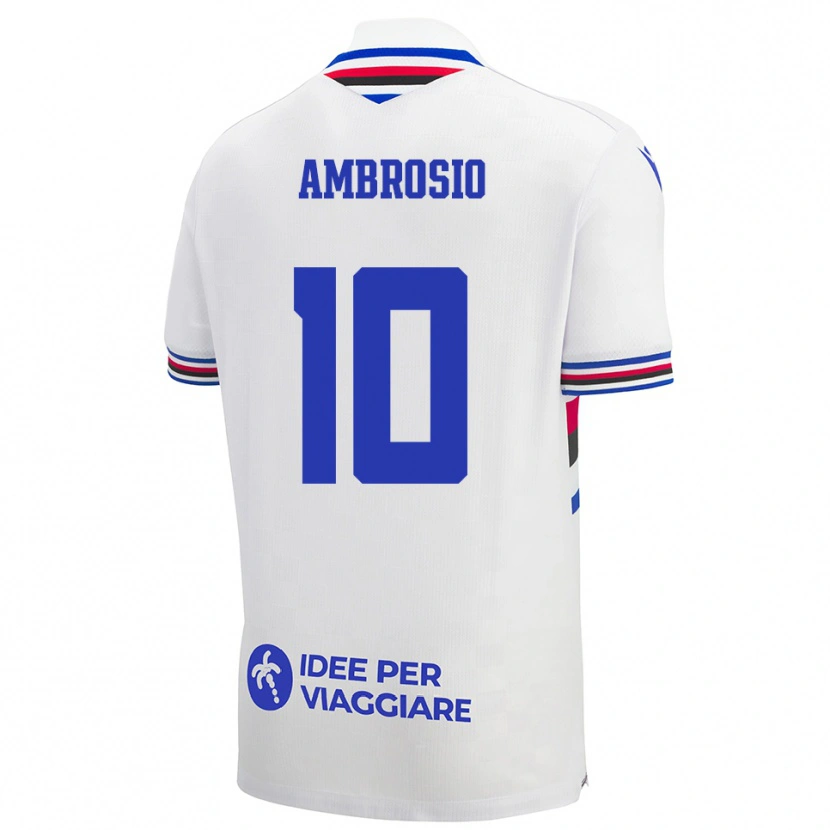 Danxen Barn Alfonso Ambrosio #10 Vit Blå Röd Bortatröja Matchtröjor 2025/26 Tröjor T-Tröja