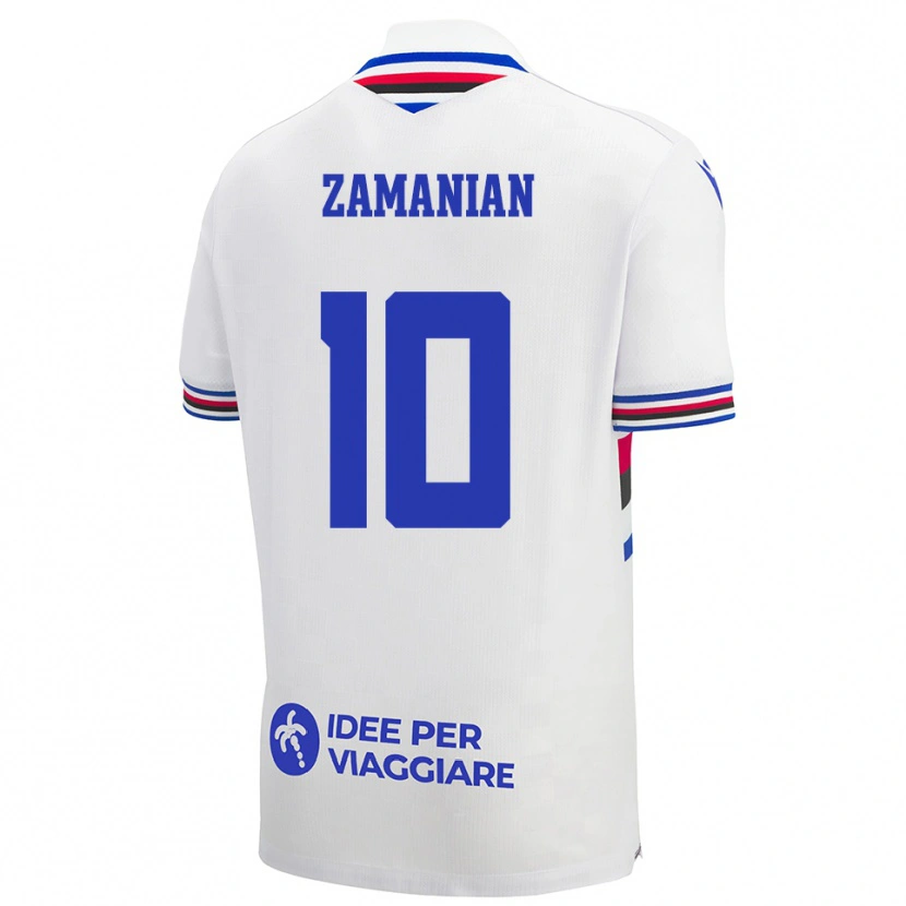 Danxen Barn Annahita Zamanian #10 Vit Blå Röd Bortatröja Matchtröjor 2025/26 Tröjor T-Tröja