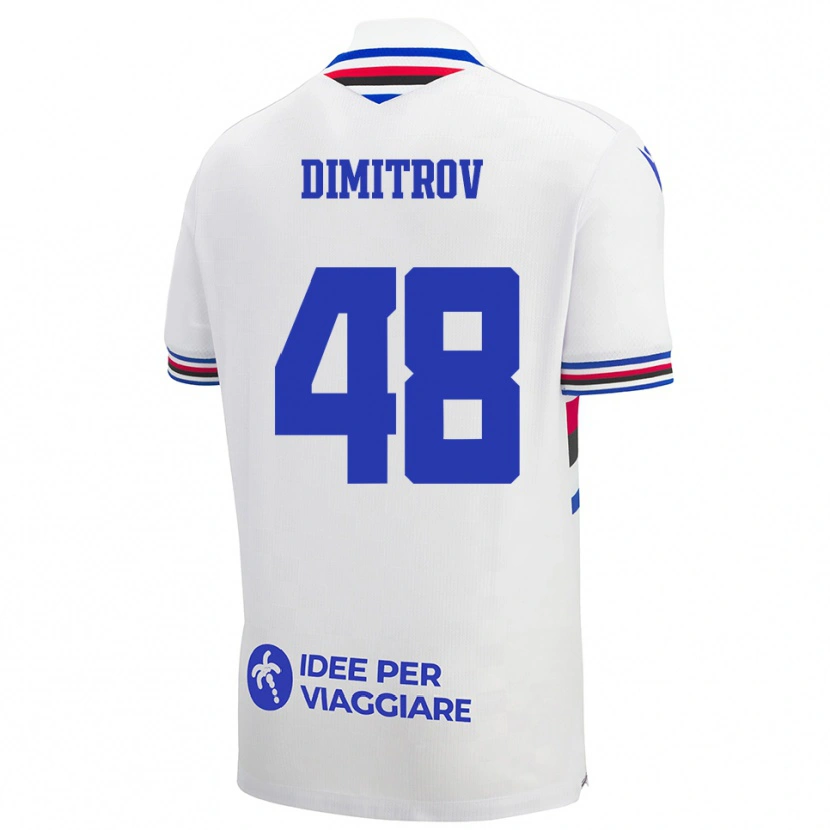 Danxen Barn Martin Dimitrov #48 Vit Blå Röd Bortatröja Matchtröjor 2025/26 Tröjor T-Tröja