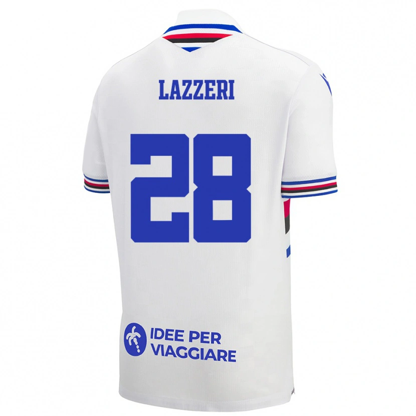 Danxen Barn Nicole Lazzeri #28 Vit Blå Röd Bortatröja Matchtröjor 2025/26 Tröjor T-Tröja
