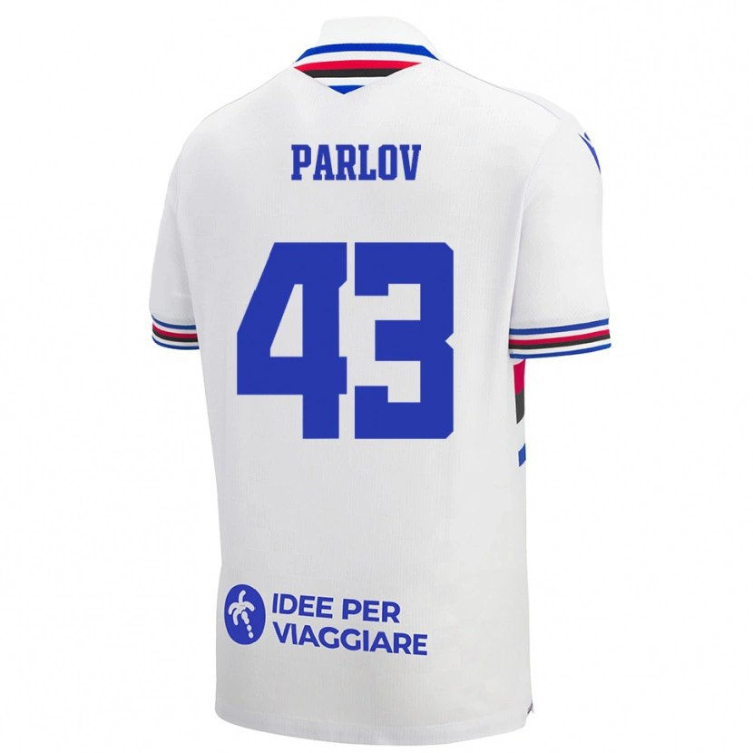Danxen Barn Benjamin Parlov #43 Vit Blå Röd Bortatröja Matchtröjor 2025/26 Tröjor T-Tröja
