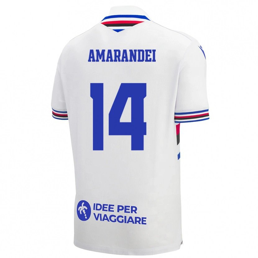 Danxen Barn Ștefan Amarandei #14 Vit Blå Röd Bortatröja Matchtröjor 2025/26 Tröjor T-Tröja