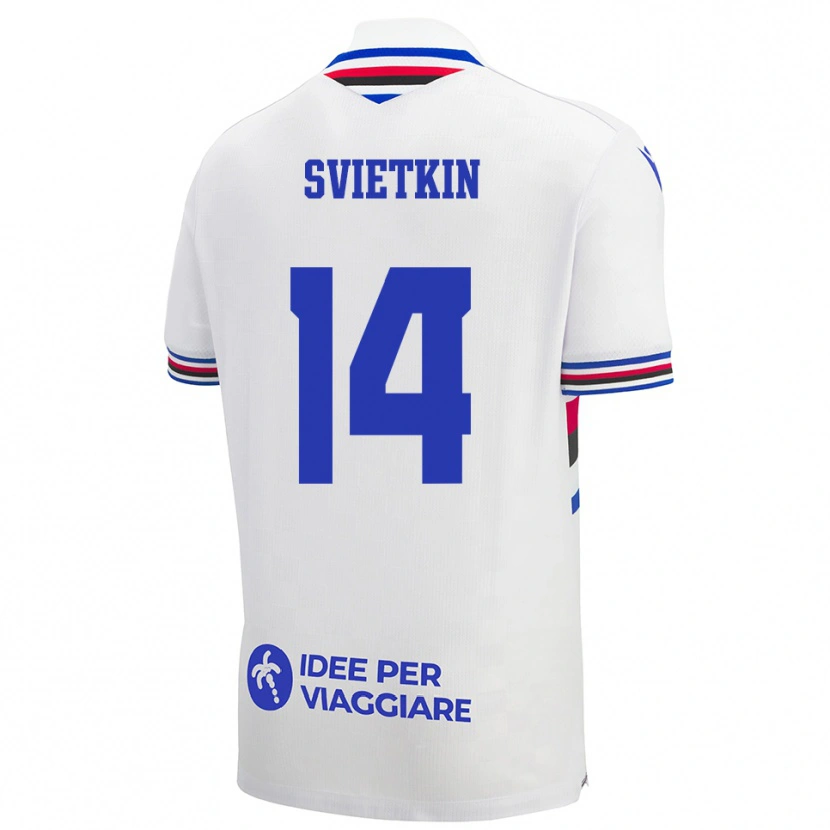 Danxen Barn Tomas Svietkin #14 Vit Blå Röd Bortatröja Matchtröjor 2025/26 Tröjor T-Tröja