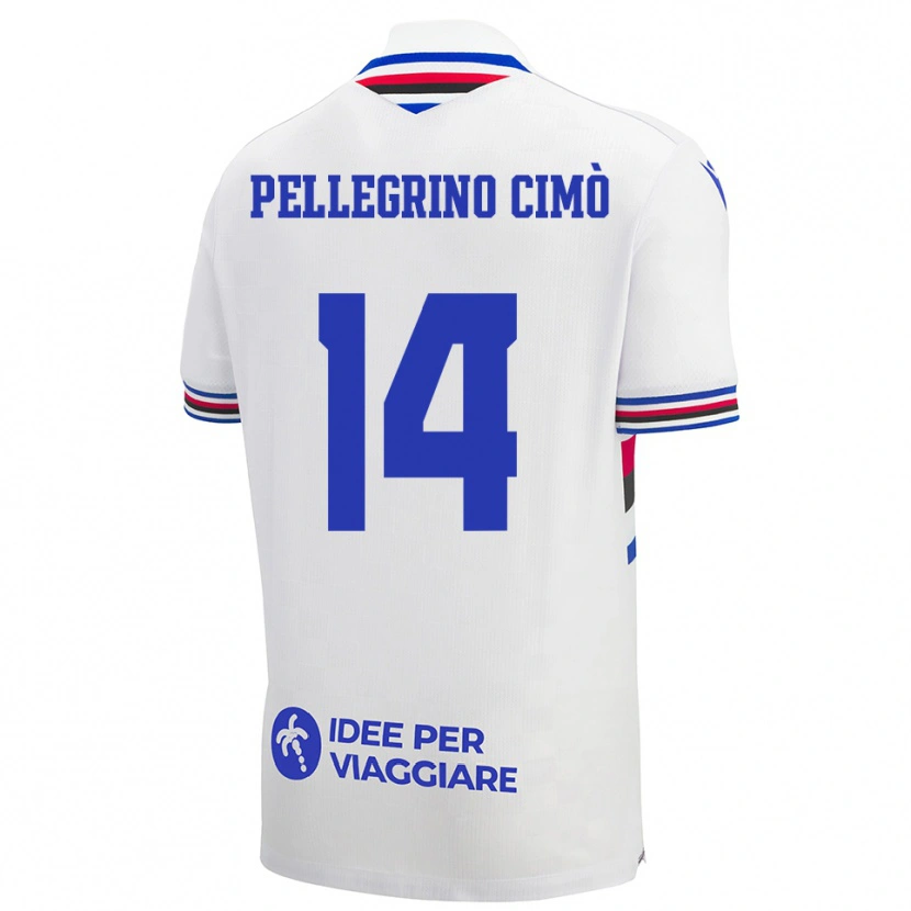 Danxen Barn Giada Pellegrino Cimò #14 Vit Blå Röd Bortatröja Matchtröjor 2025/26 Tröjor T-Tröja