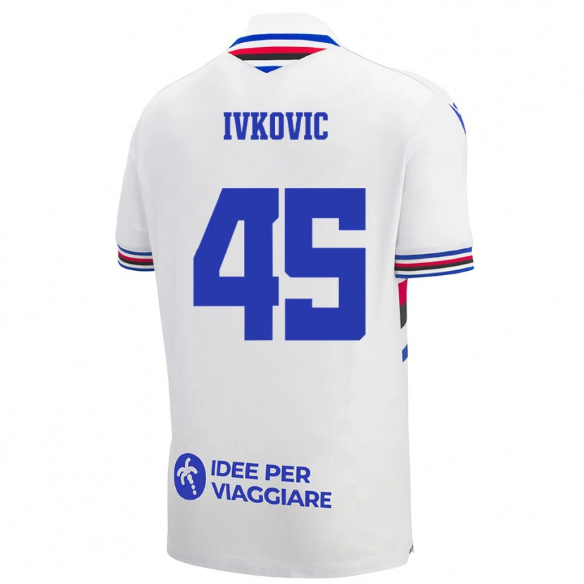 Danxen Barn Mate Ivkovic #45 Vit Blå Röd Bortatröja Matchtröjor 2025/26 Tröjor T-Tröja