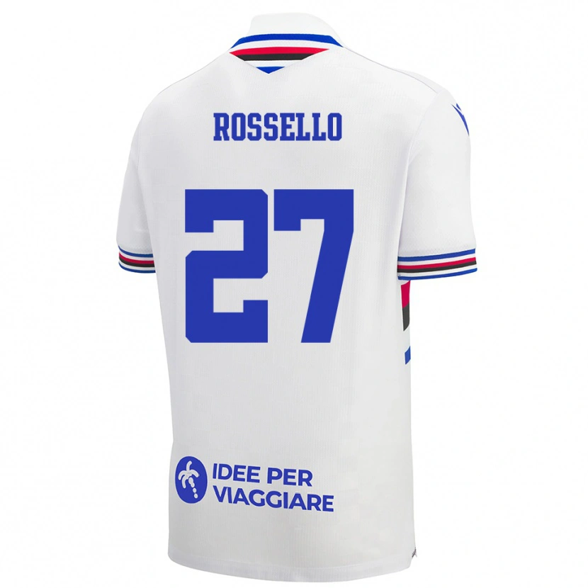 Danxen Barn Simone Rossello #27 Vit Blå Röd Bortatröja Matchtröjor 2025/26 Tröjor T-Tröja