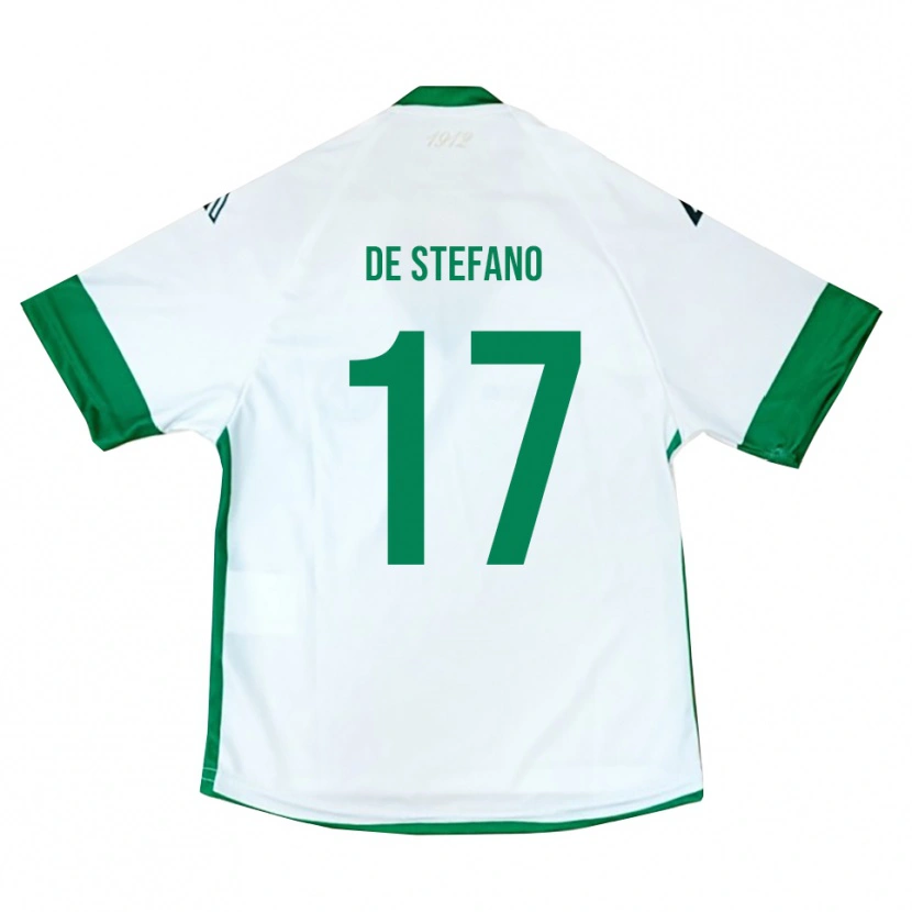 Danxen Barn Nicolò De Stefano #17 Vit Grön Blå Bortatröja Matchtröjor 2025/26 Tröjor T-Tröja