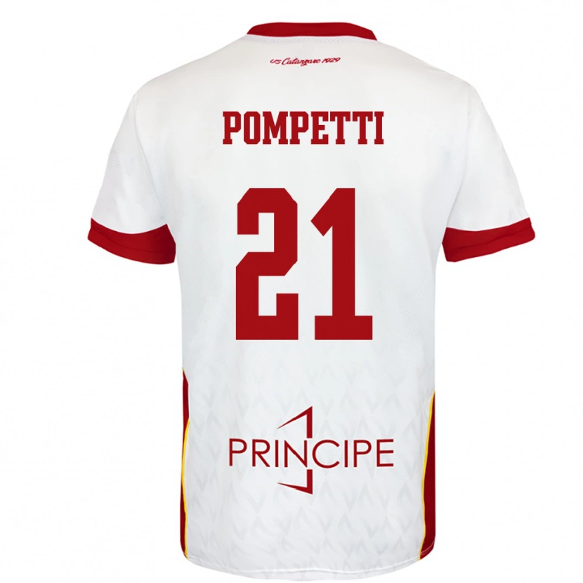 Danxen Barn Marco Pompetti #21 Vit Röd Bortatröja Matchtröjor 2025/26 Tröjor T-Tröja