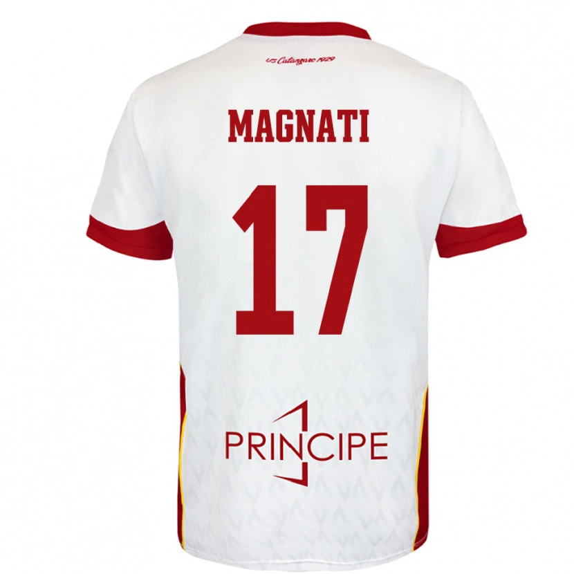 Danxen Barn Francesco Magnati #17 Vit Röd Bortatröja Matchtröjor 2025/26 Tröjor T-Tröja
