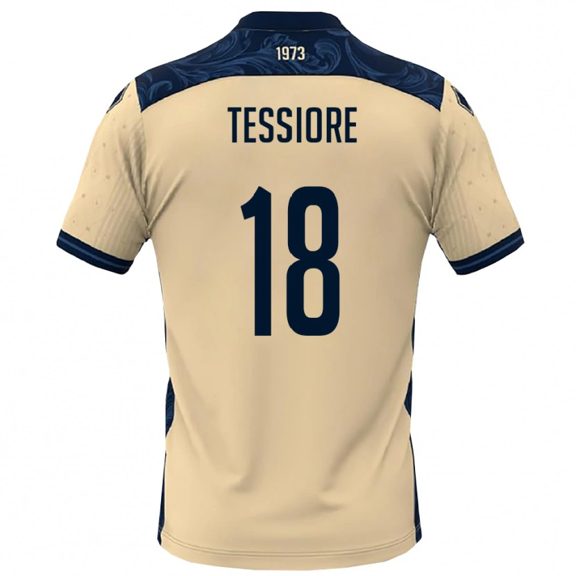 Danxen Barn Andrea Tessiore #18 Vit Marinblå Bortatröja Matchtröjor 2025/26 Tröjor T-Tröja