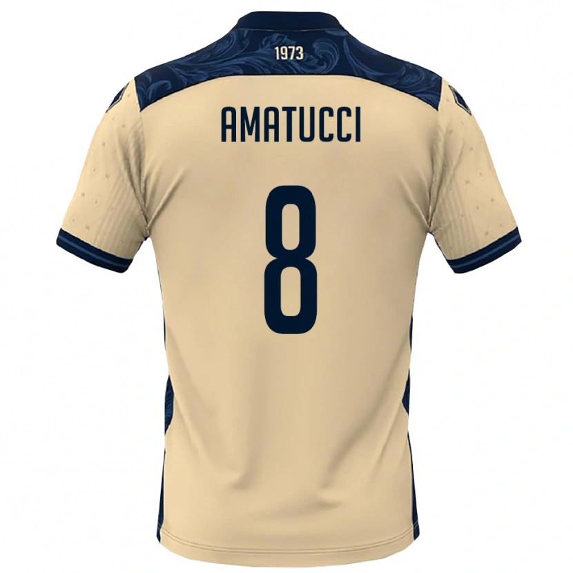 Danxen Barn Francesco Amatucci #8 Vit Marinblå Bortatröja Matchtröjor 2025/26 Tröjor T-Tröja