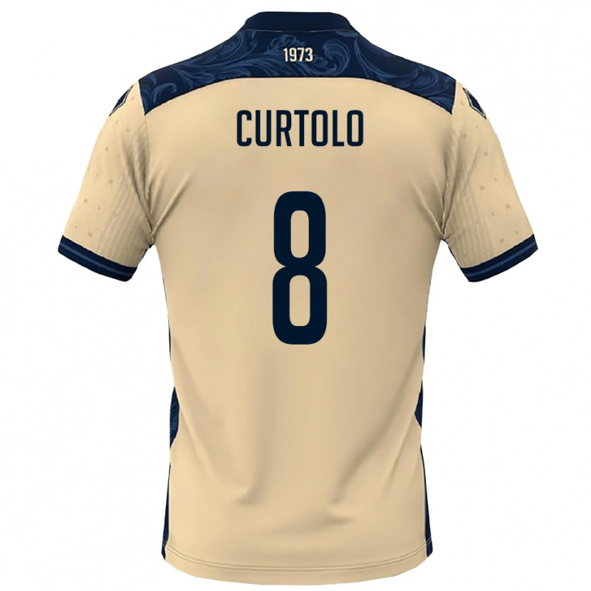 Danxen Barn Gabriele Curtolo #8 Vit Marinblå Bortatröja Matchtröjor 2025/26 Tröjor T-Tröja