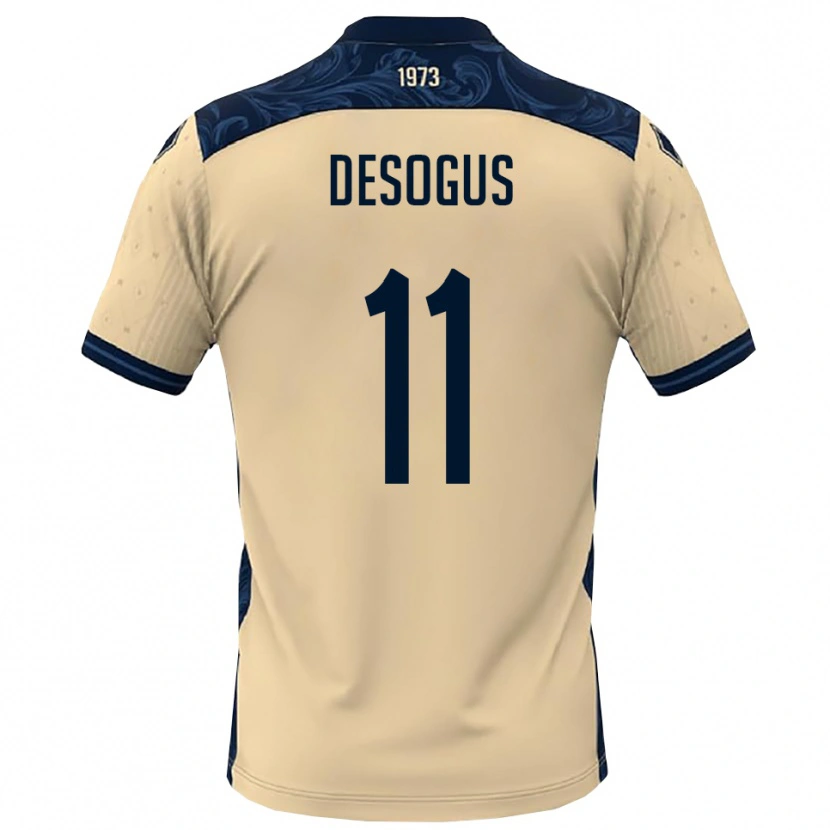 Danxen Barn Jacopo Desogus #11 Vit Marinblå Bortatröja Matchtröjor 2025/26 Tröjor T-Tröja