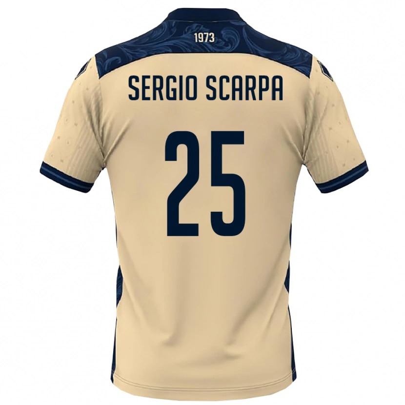 Danxen Barn Nicolò Sergio Scarpa #25 Vit Marinblå Bortatröja Matchtröjor 2025/26 Tröjor T-Tröja