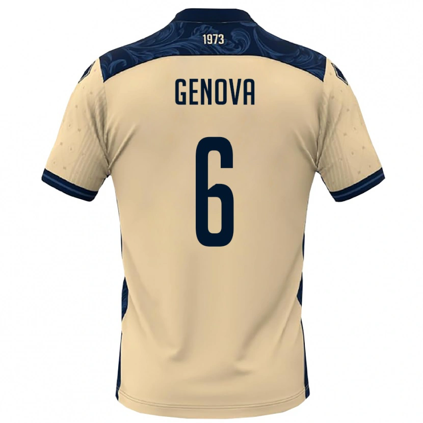 Danxen Barn Alessio Genova #6 Vit Marinblå Bortatröja Matchtröjor 2025/26 Tröjor T-Tröja
