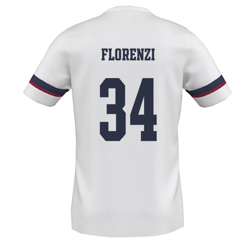 Danxen Barn Aldo Florenzi #34 Vit Röd Bortatröja Matchtröjor 2025/26 Tröjor T-Tröja