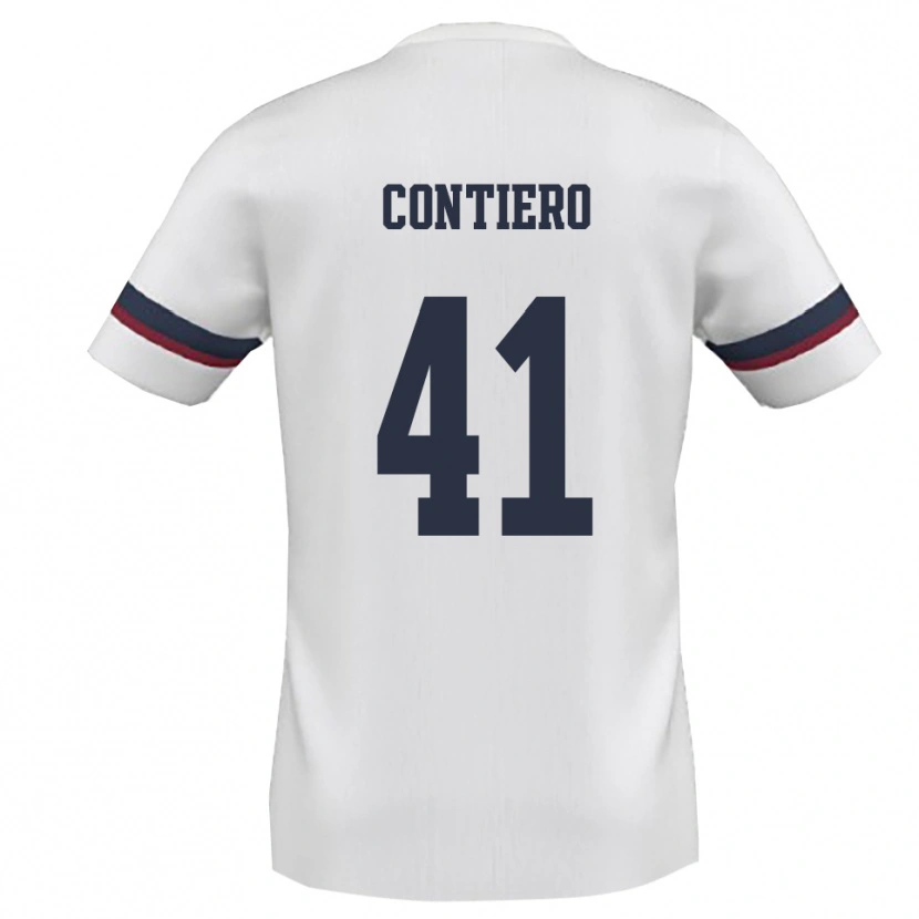 Danxen Barn Edoardo Contiero #41 Vit Röd Bortatröja Matchtröjor 2025/26 Tröjor T-Tröja