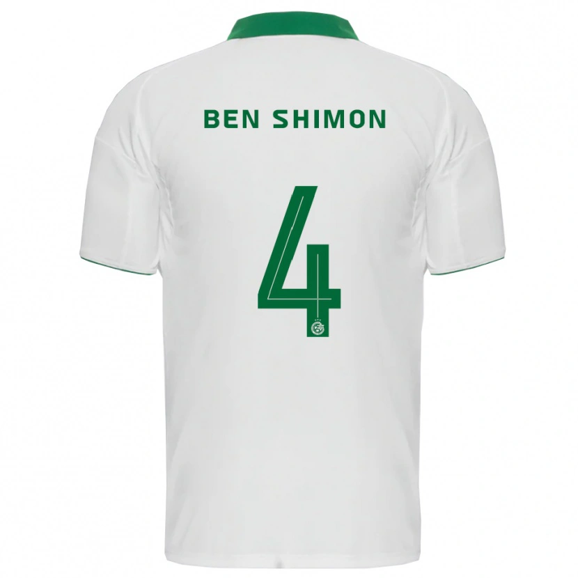 Danxen Barn Elad Ben Shimon #4 Vit Grön Bortatröja Matchtröjor 2025/26 Tröjor T-Tröja