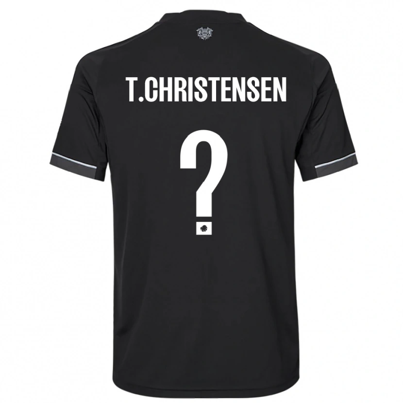 Danxen Barn Tristan Christensen #0 Svart Vit Bortatröja Matchtröjor 2025/26 Tröjor T-Tröja