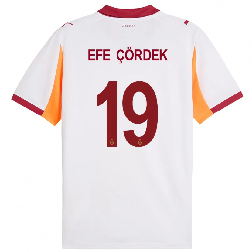 Danxen Barn Ali Efe Çördek #19 Vit Röd Bortatröja Matchtröjor 2025/26 Tröjor T-Tröja