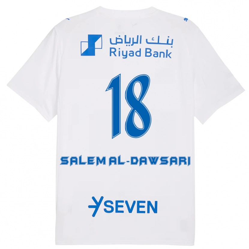 Danxen Barn Nawaf Salem Al-Dawsari #18 Vit Blå Bortatröja Matchtröjor 2025/26 Tröjor T-Tröja