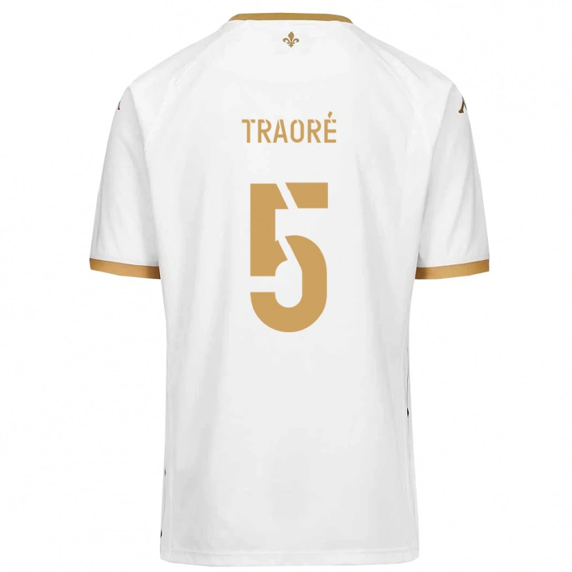 Danxen Barn Franck Traoré #5 Vitt Guld Bortatröja Matchtröjor 2025/26 Tröjor T-Tröja