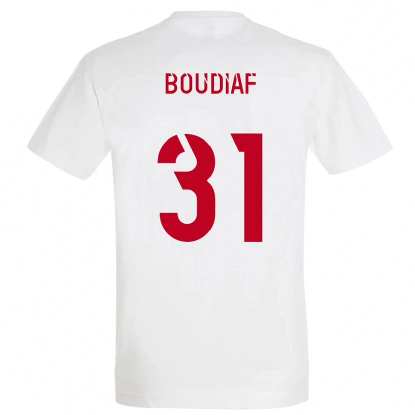 Danxen Barn Ryad Boudiaf #31 Vitt Rött Gult Bortatröja Matchtröjor 2025/26 Tröjor T-Tröja