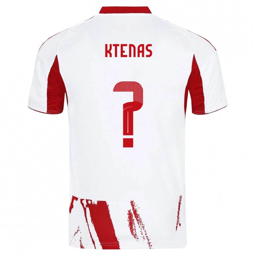 Danxen Barn Vasilios Ktenas #0 Vit Röd Bortatröja Matchtröjor 2025/26 Tröjor T-Tröja