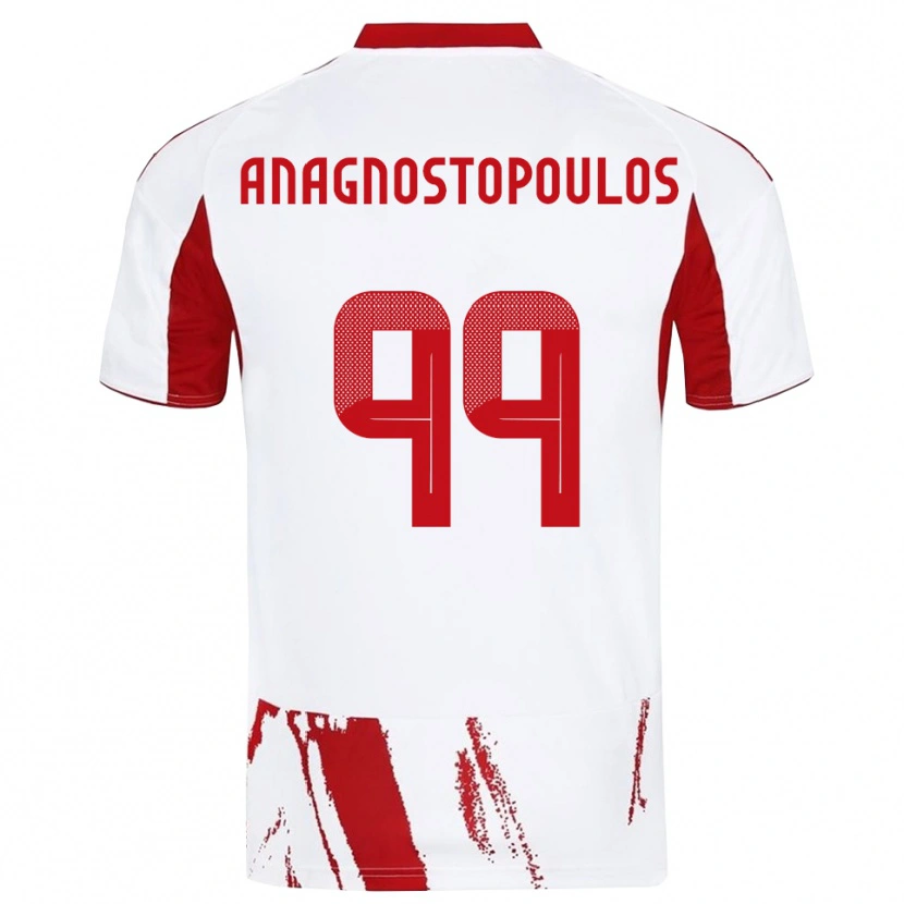 Danxen Barn Alexandros Anagnostopoulos #99 Vit Röd Bortatröja Matchtröjor 2025/26 Tröjor T-Tröja