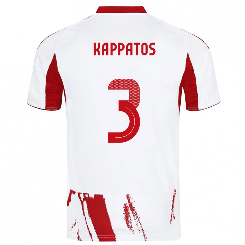 Danxen Barn Dimitrios Kappatos #3 Vit Röd Bortatröja Matchtröjor 2025/26 Tröjor T-Tröja