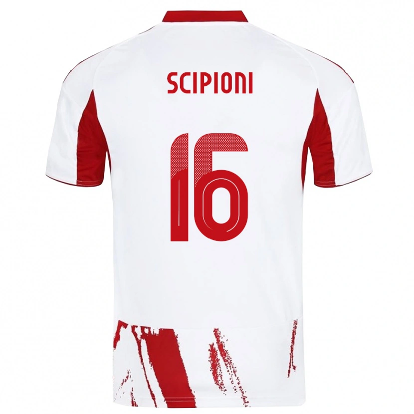 Danxen Barn Lorenzo Scipioni #16 Vit Röd Bortatröja Matchtröjor 2025/26 Tröjor T-Tröja