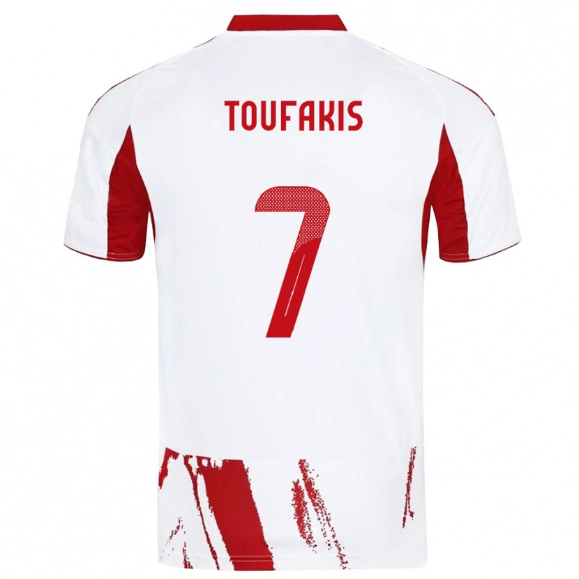 Danxen Barn Paschalis Toufakis #7 Vit Röd Bortatröja Matchtröjor 2025/26 Tröjor T-Tröja