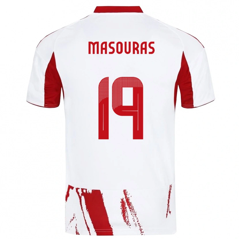 Danxen Barn Georgios Masouras #19 Vit Röd Bortatröja Matchtröjor 2025/26 Tröjor T-Tröja
