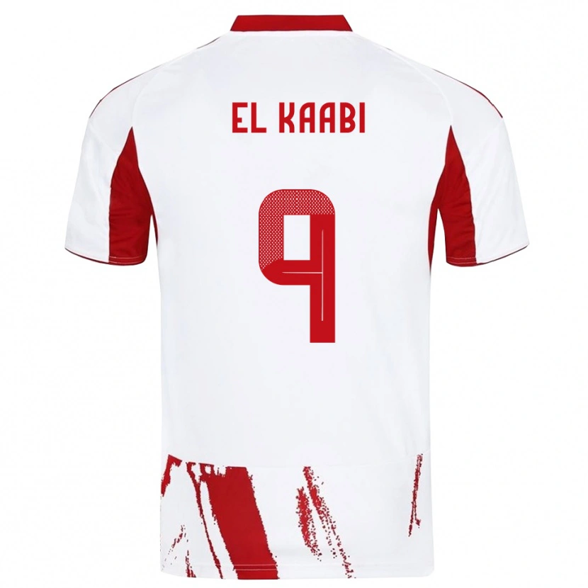 Danxen Barn Ayoub El Kaabi #9 Vit Röd Bortatröja Matchtröjor 2025/26 Tröjor T-Tröja