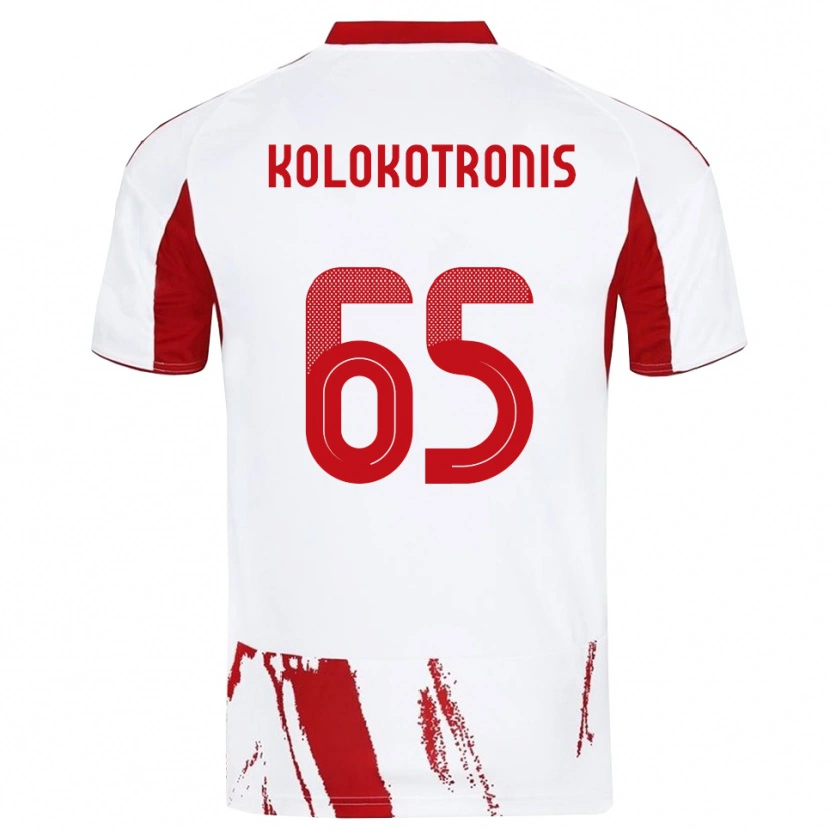 Danxen Barn Petros Kolokotronis #65 Vit Röd Bortatröja Matchtröjor 2025/26 Tröjor T-Tröja